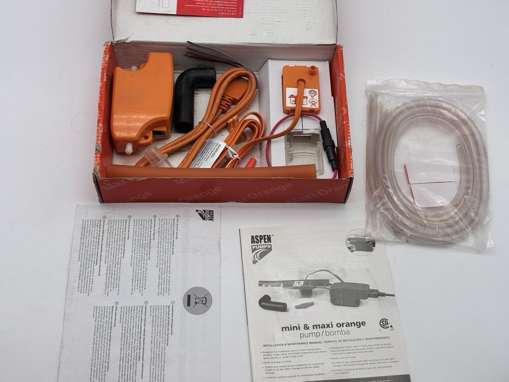 Aspen Pumps Maxi Orange Condensate Pump HVAC Mini Split AC Pump Kit